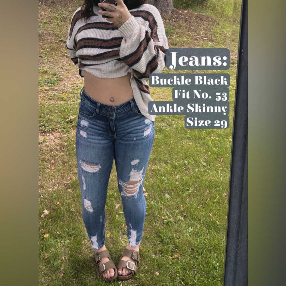 Distressed Ankle Skinny Jeans - Blue